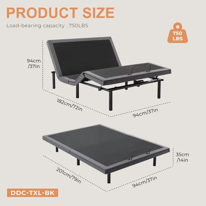 JHK lit Queen Size électrique cadre de lit ergonomique réglable avec télécommande sans fil lit zéro