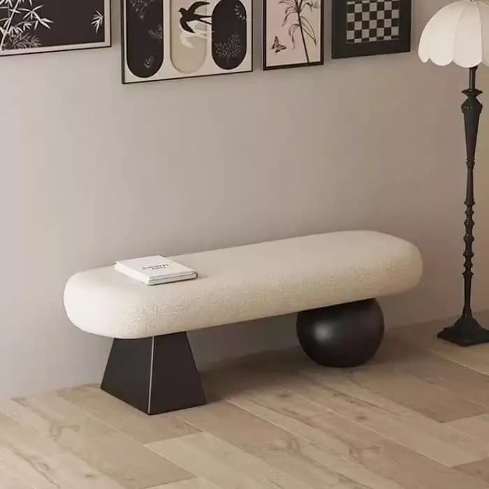  Banc d'entrée nordique en bois massif - Tabouret de salon multifonctionnel