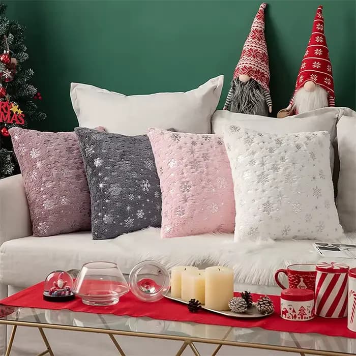 Juste de coussin en peluche de Noël pour canapé