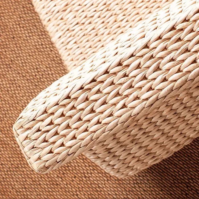 Chaise japonaise sans jambes en paille et rotin faite à la main
