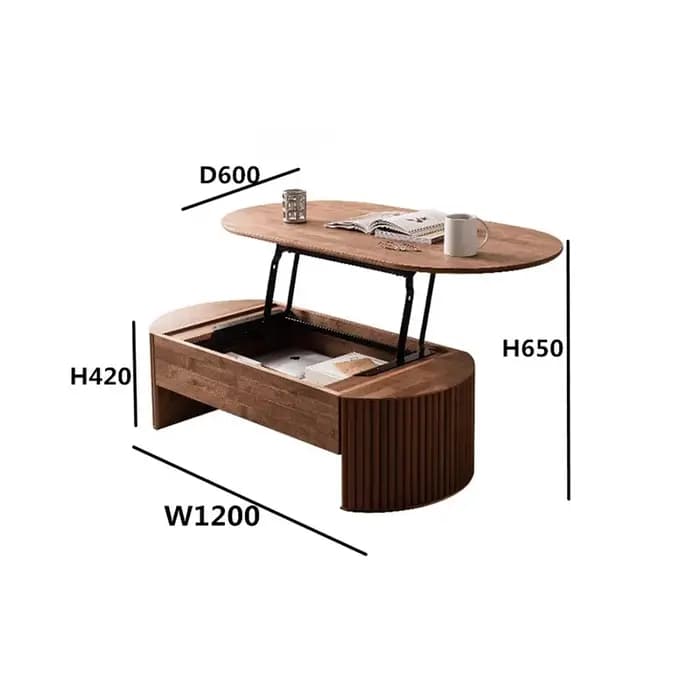 Tables basses rustiques à dessus relevable