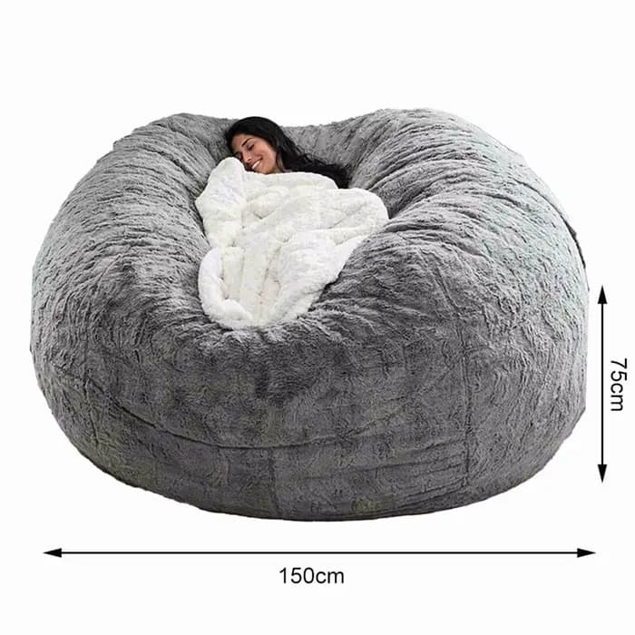 Pas de farci pouf gris chaise sacs de haricots géants Pouf canapé-lit bouffée Futon siège de chambre