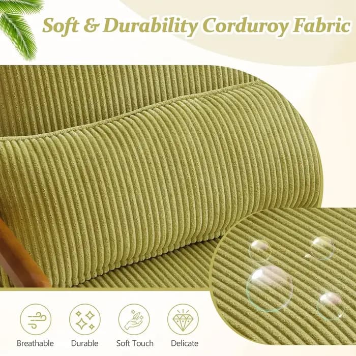 Fauteuil d'appoint en velours côtelé premium amélioré, fauteuil rembourré, chaise de lecture confort