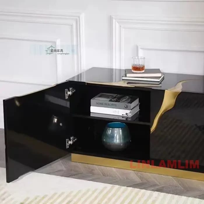 Buffet de Luxe Noir/Blanc avec Accent localité Meuble de Rangement Brcorporelle pour Salon ou Salle à Manger