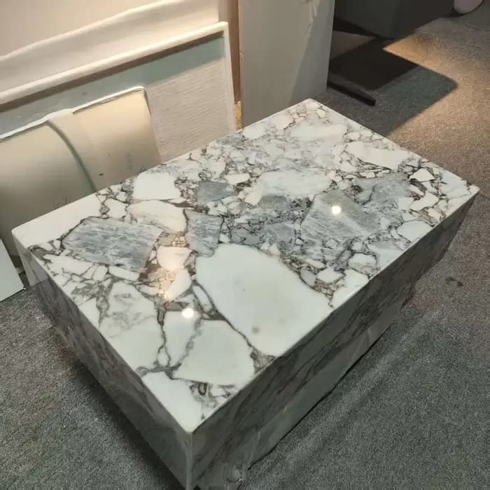 Meubles en pierre personnalisés pour salon, décoration intérieure, table basse en marbre Ocean Storm