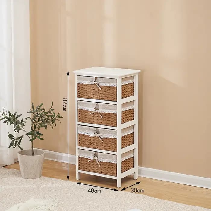 Armoire de rangement en bois massif avec tiroir tissé minimaliste moderne