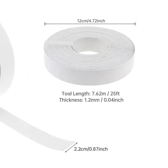 Bande de chant adhésive thermofusible en PVC blanc/noir, 7/8 pouces x 25 pieds (2,2cm x 7.62M), pour