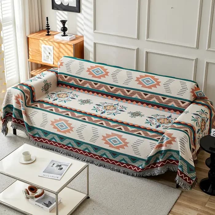 Housse de canapé en coton et lin style Boho, serviette géométrique de Style ethnique, couverture de