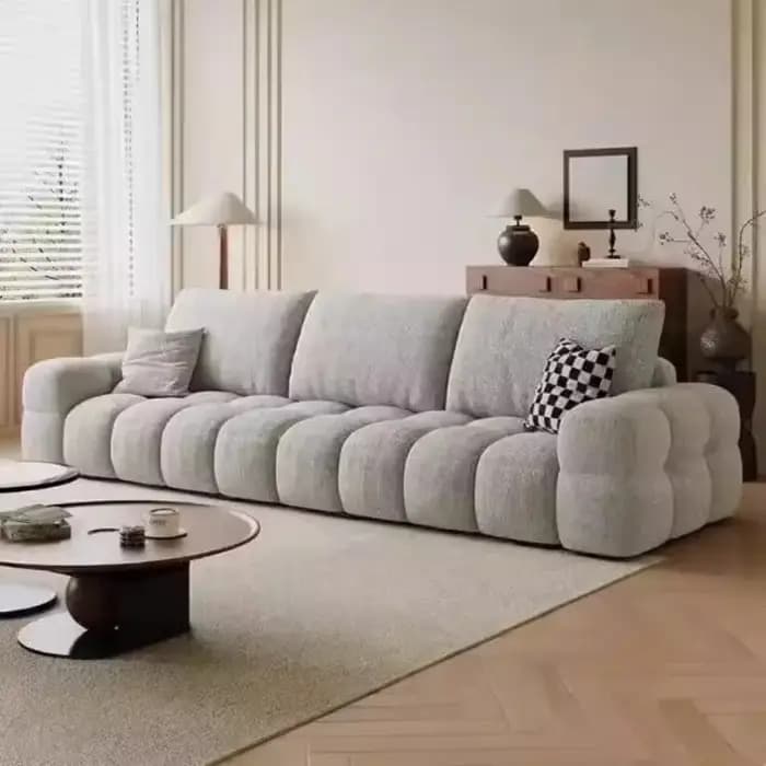 Canapés de salon minimalistes en peluche, canapé inclinable de styliste familial classique, tabouret