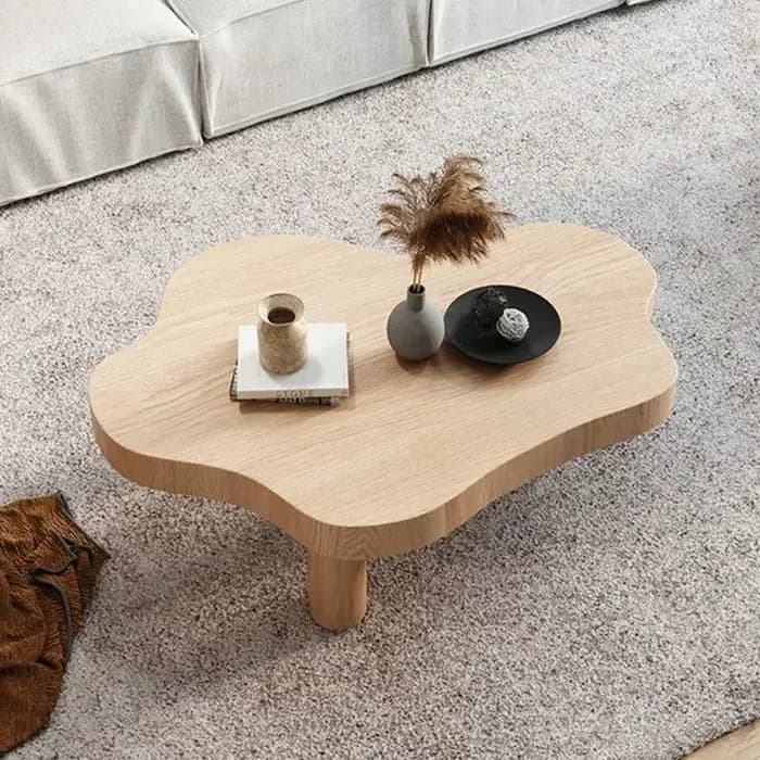 Table d'appoint basse nordique en forme de nuage, Table de Cocktail en pin, extrémité latérale, cana