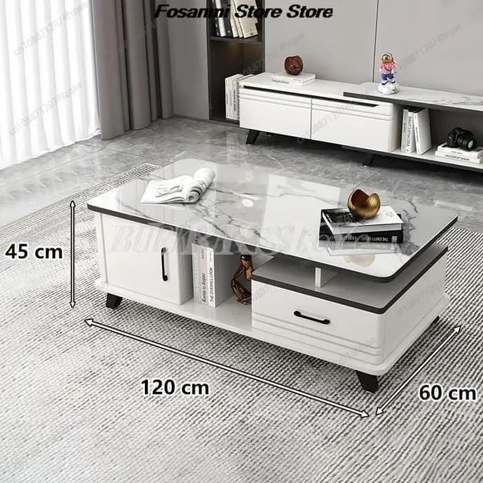 Table basse simple moderne en verre trempé pour la maison, la lumière du salon, la combinaison de me
