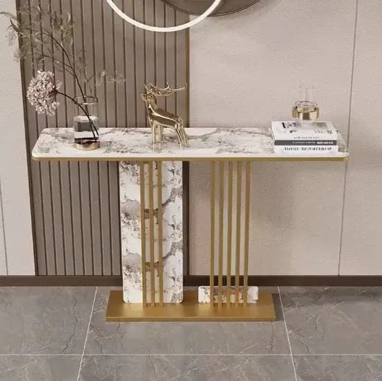Table de salon de luxe en ardoise, Console minimaliste d'angle, Table verticale nordique classique T