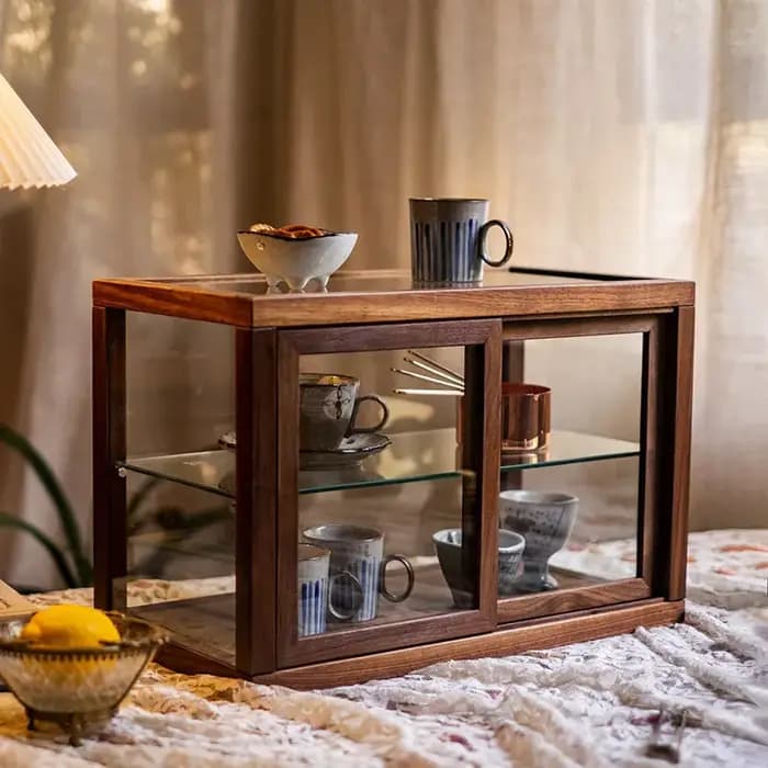 Armoire à thé en bois massif de noyer noir