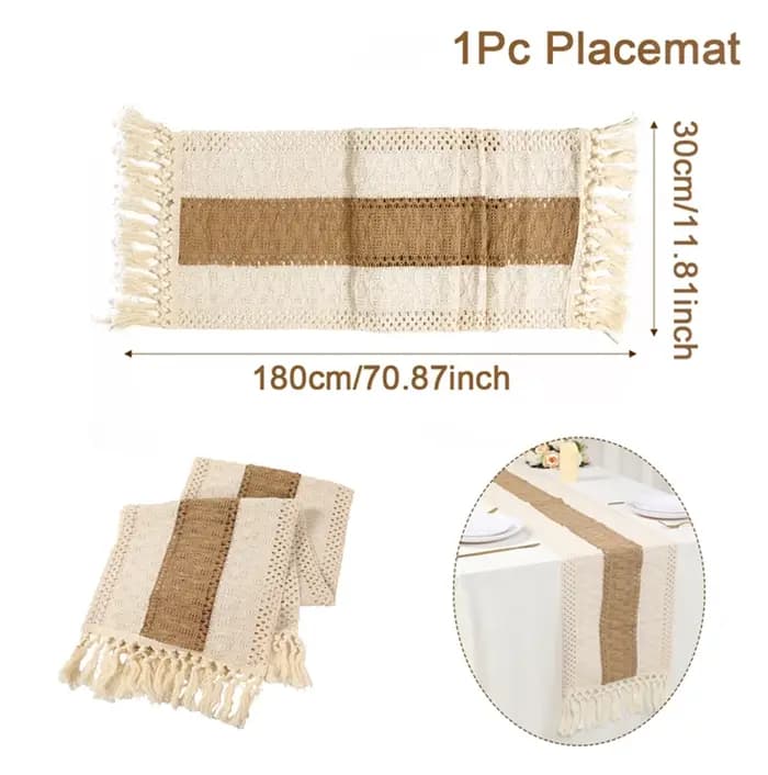 Chemin de Table Boho pour décoration de maison d'été avec glands