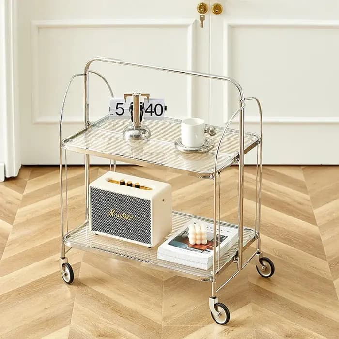 Table d'appoint mobile en verre transparent