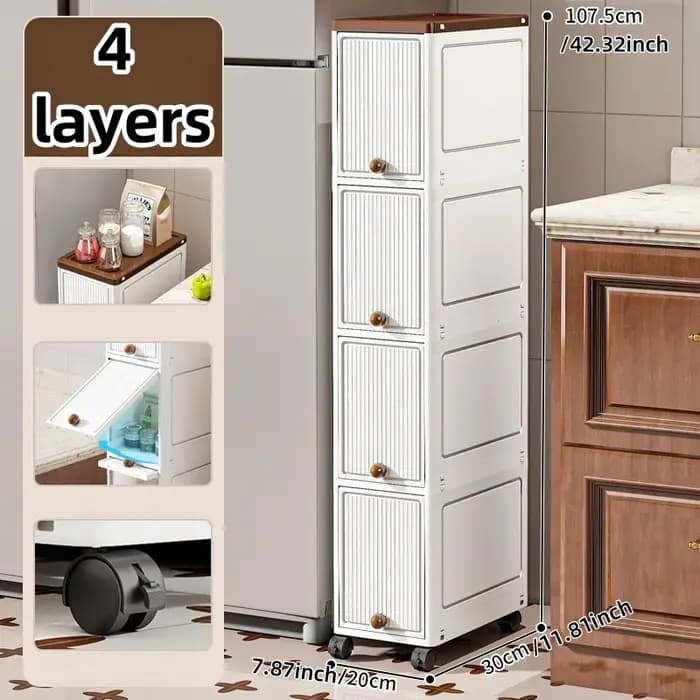 Armoire mince de rangement roulante de 20cm de large