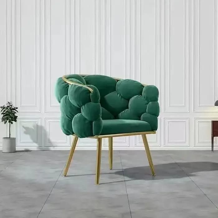 Formwell Loisirs Canapé simple Fauteuil en velours avec pieds dorés Chaise de maquillage avec rembourrage pour salon