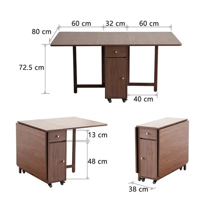 Table de salle à manger pliante extensible avec cuir chevelu tombant