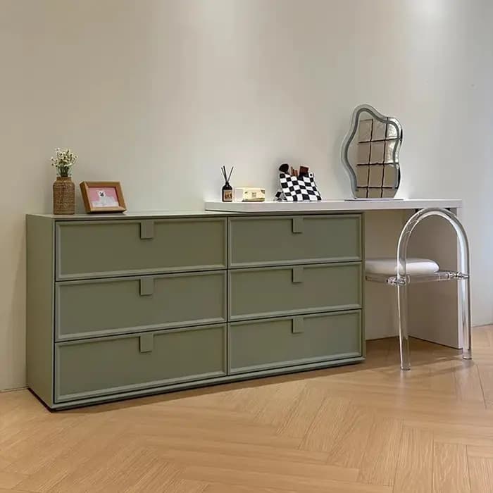 Table de toilette en bois pour chambre à coucher avec accessoires, tiroirs de rangement, chaise de m