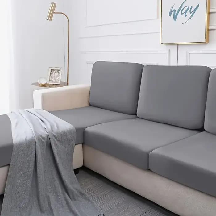 Housse de coussin de canapé extensible, couleur unie, en Spandex, pour salon, animaux domestiques, enfants, protection de meubles, 1/2 pièces