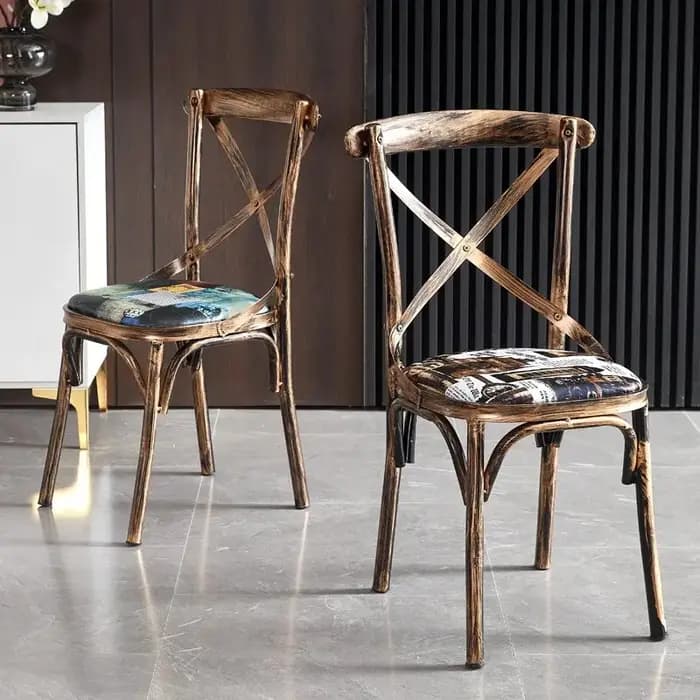 Chaise de salle à manger vintage à dossier haut en cuir