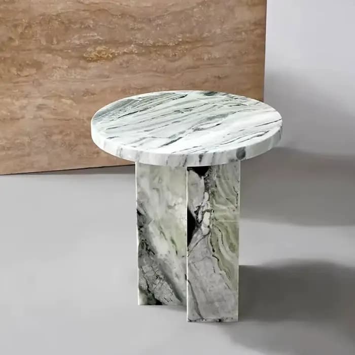 Table d'appoint étroite en pierre verte, Table d'appoint ronde, Table de chevet moderne, petite Tabl