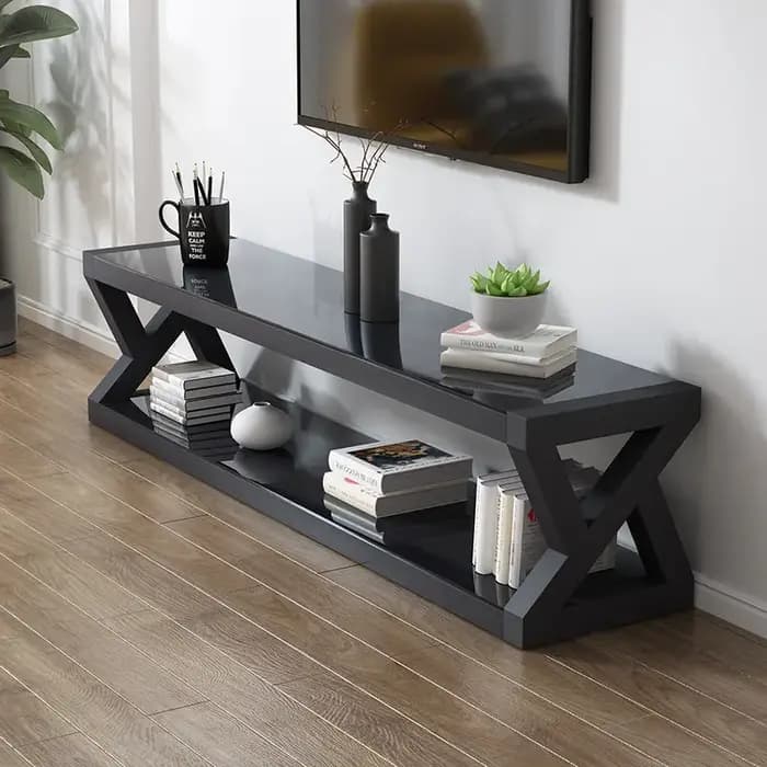 Meubles TV d'angle noirs à prix abordable avec rangement mobile, tables d'appoint et meubles de salon