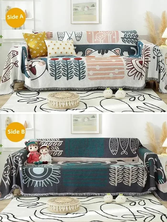 Housse de canapé coussin réversible Double face antidérapante housse élastique extensible adapté pou
