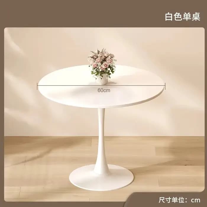 Table basse ronde blanche minimaliste pour le salon, table de bistro à base tulipe, meubles compacts