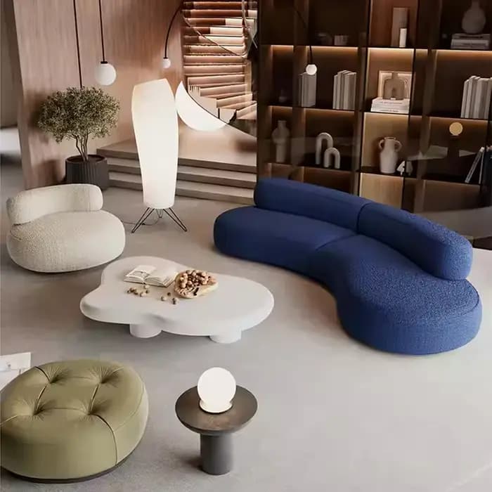 Canapé moderne salon Section modulaire tissu d'angle velours nuage Convertible