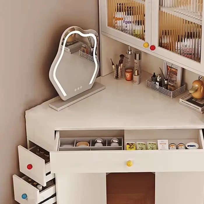 Haute Coiffeuse d'angle avec tiroir moderne français Unique Vanity Desk luxe esthétique
