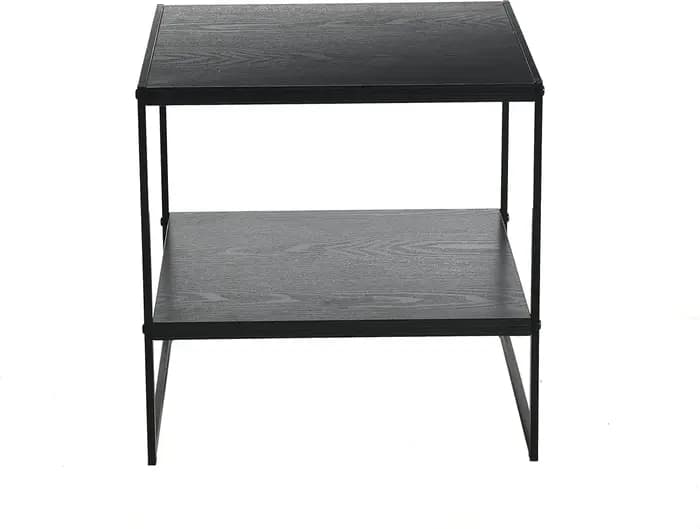 Essentials Jamestown Table d'appoint carrée avec étagère de rangement grain de bois de chêne noir et