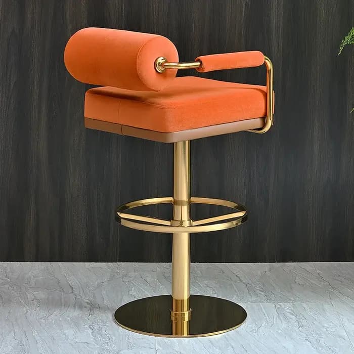 Tabourets de Bar de luxe modernes avec dossier et tabouret de Bar pivotant de comptoir de Base dorée couleur personnalisée