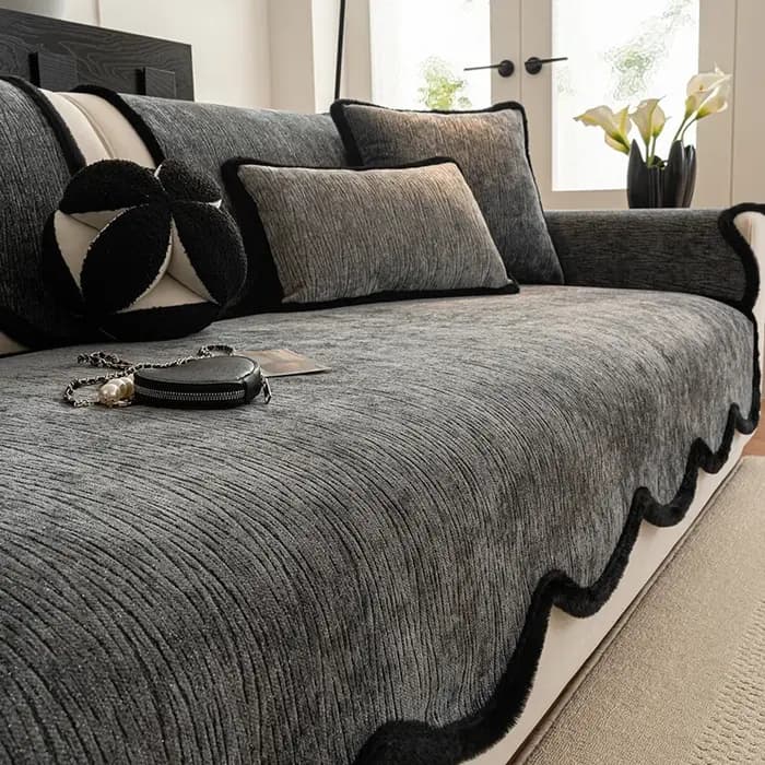 Housse de canapé légère de luxe haut de gamme, en tissu, une pièce, fixe, antidérapante, en cuir, ad