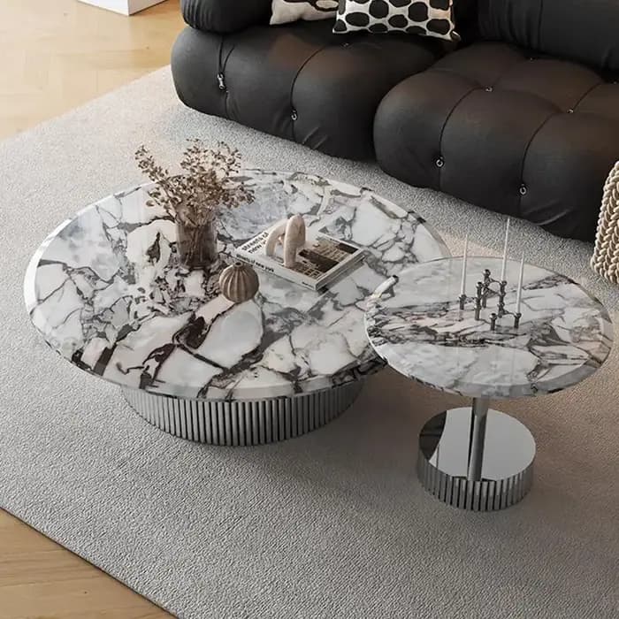 Table basse ronde minimaliste italienne en acrylique pour salon