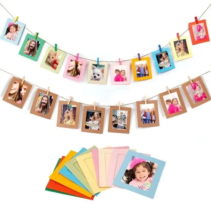 Cadre Photo créatif bricolage suspendu Album Collection mur avec corde en lin pince combinaison papier peint drapeau