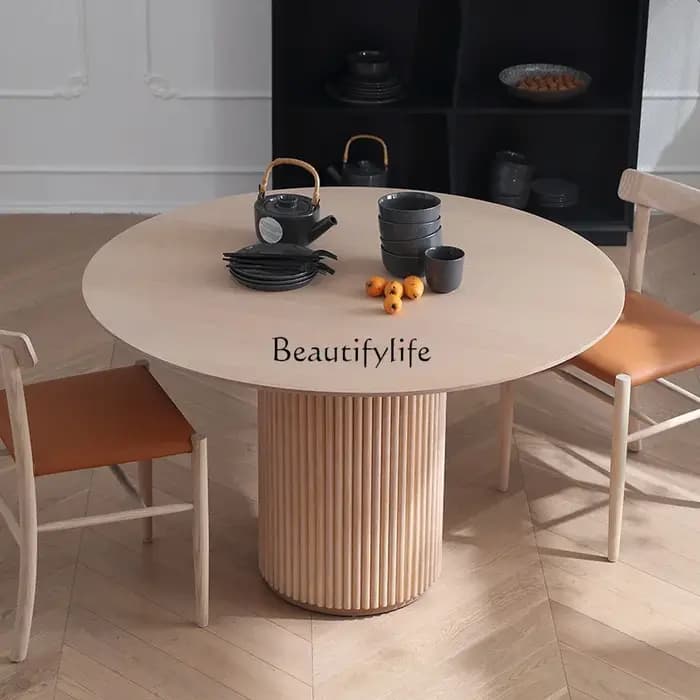 Table à manger médiévale en bois massif, design minimaliste italien, table japonaise rayée en rondin
