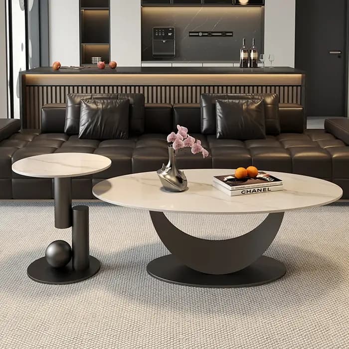 Table basse ovale blanche Design Simple luxe Premium Tables basses centre moderne Mesa De Centro De Sala accessoires De décoration