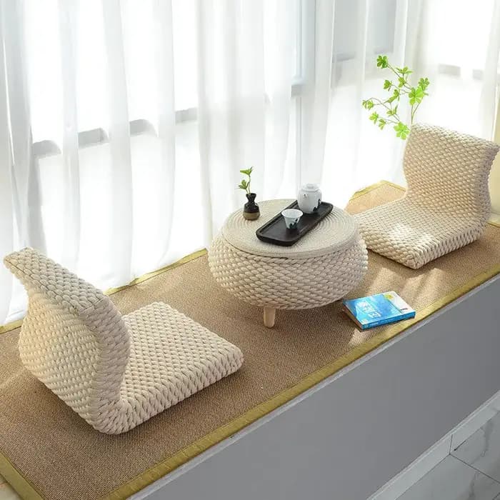 Tables basses rondes de luxe style nordique en rotin