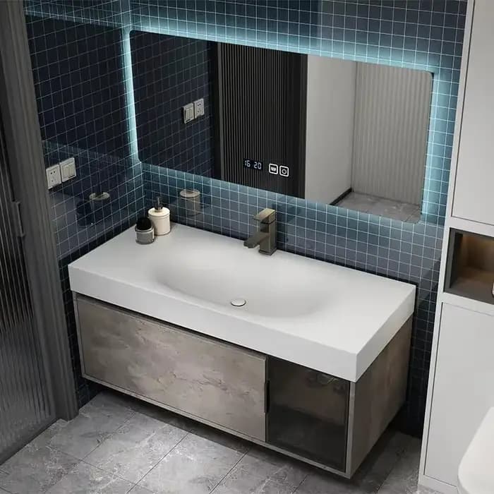 HOCabinet-Armoire à Miroir Intelligente Moderne, Lavabo Intégré, Armoire avec Évier