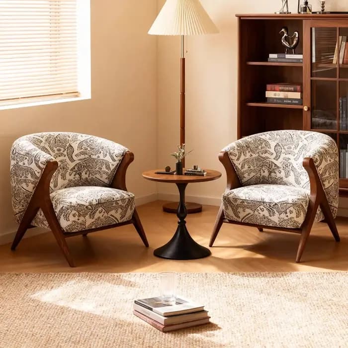 Fauteuil lounge rétro américain Wabi Sabi