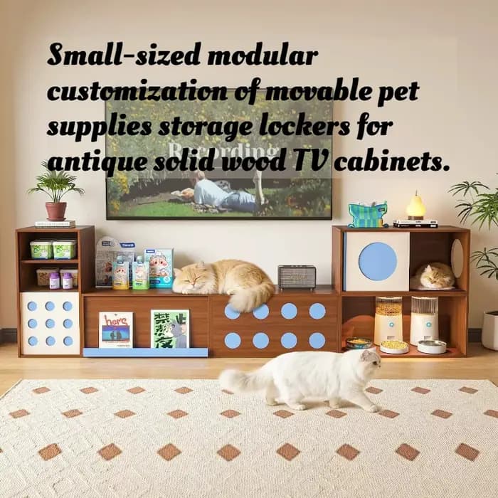 Meuble TV Rétro en Bois Massif