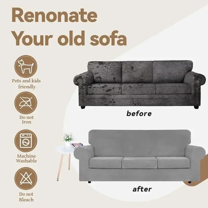 Housse de canapé en velours extensible Chesterfield housses