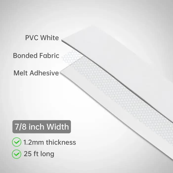 Bande de chant adhésive thermofusible en PVC blanc/noir, 7/8 pouces x 25 pieds (2,2cm x 7.62M), pour