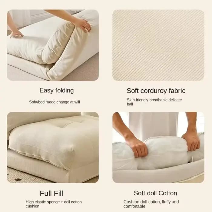 Canapé paresseux Realife Store Cloud Roll, chambre à coucher, balcon, petite maison, Style crème, chaise simple, Tatami, canapé-lit pliant