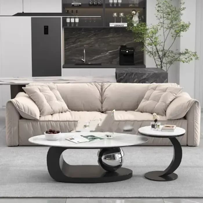 Table Basse Ovale en Bois localité, Design Nordique, Luxe, Moderne, Unique, Esthétique Italienne, Mo