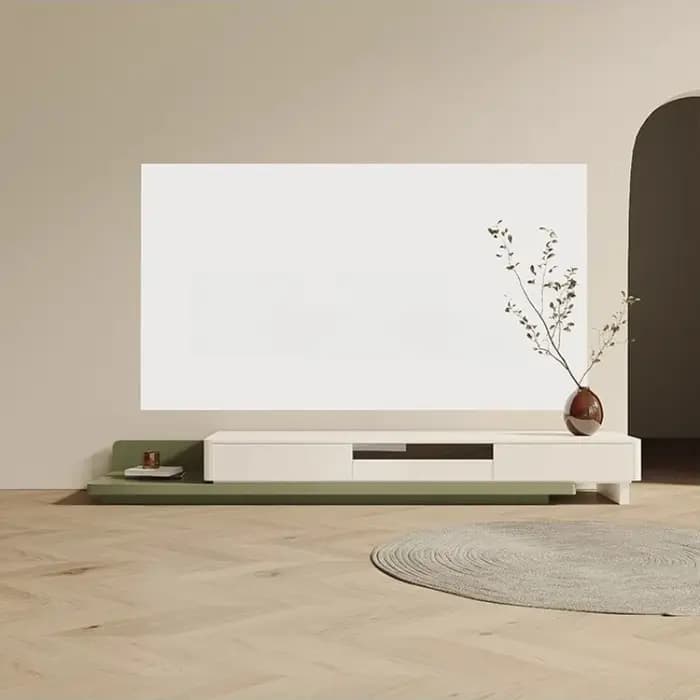 Meuble TV sur pied moderne en bois massif pour salon