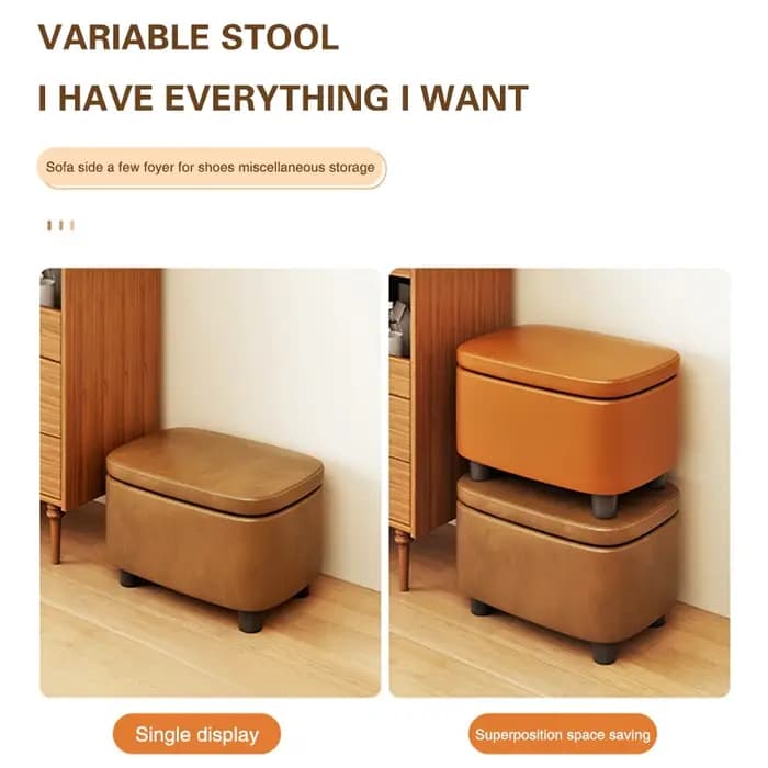 Organisateur créatif tabouret poufs ménage confortable canapé tabouret en cuir salon canapé porte po