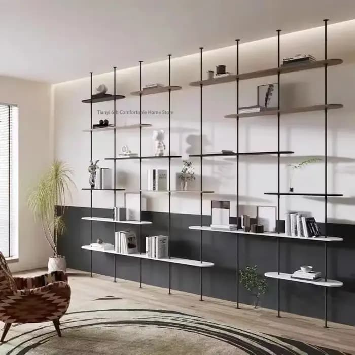 Bibliothèque au design minimaliste pour gagner de l'espace, bibliothèque de rangement moderne, salon