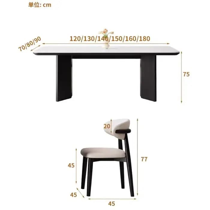 Chaises de cuisine, table à manger moderne
